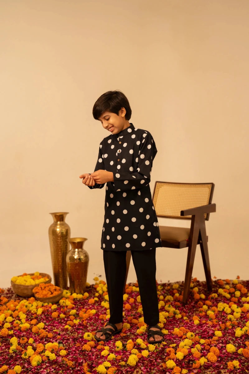 KHILKARI POLKA DOT COTTON KURTA SET - Pomcha Jaipur