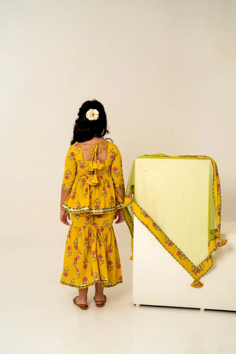 KHILKARI THE HONEY BEE COTTON SHARARA SET - Pomcha Jaipur