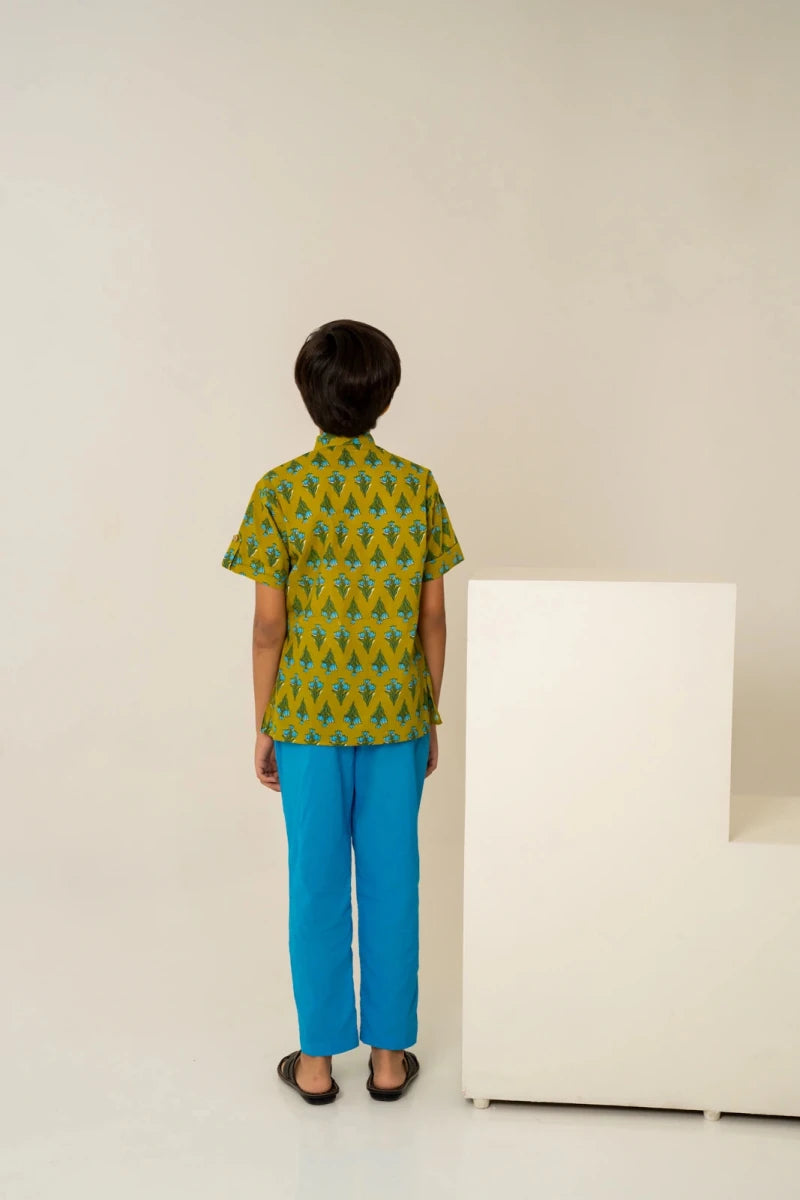 KHILKARI THE JOLLY JUNGLE HAND BLOCK COTTON SHIRT SET - Pomcha Jaipur