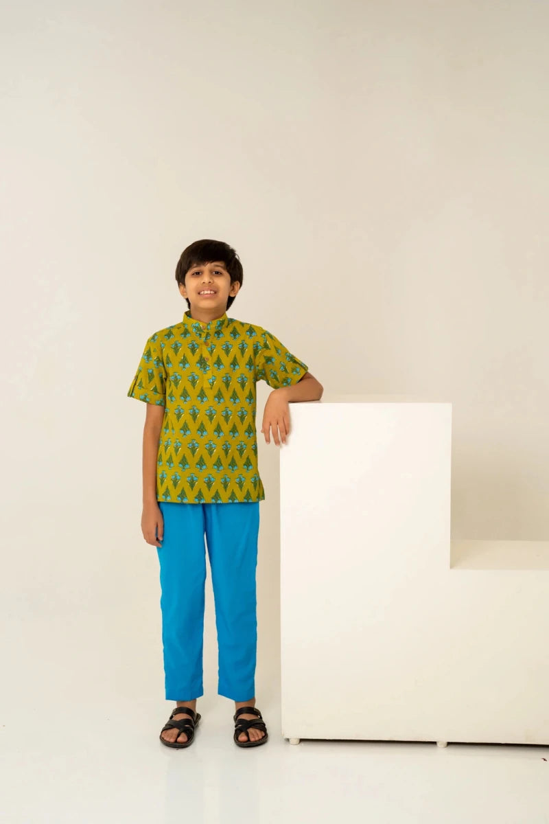 KHILKARI THE JOLLY JUNGLE HAND BLOCK COTTON SHIRT SET - Pomcha Jaipur