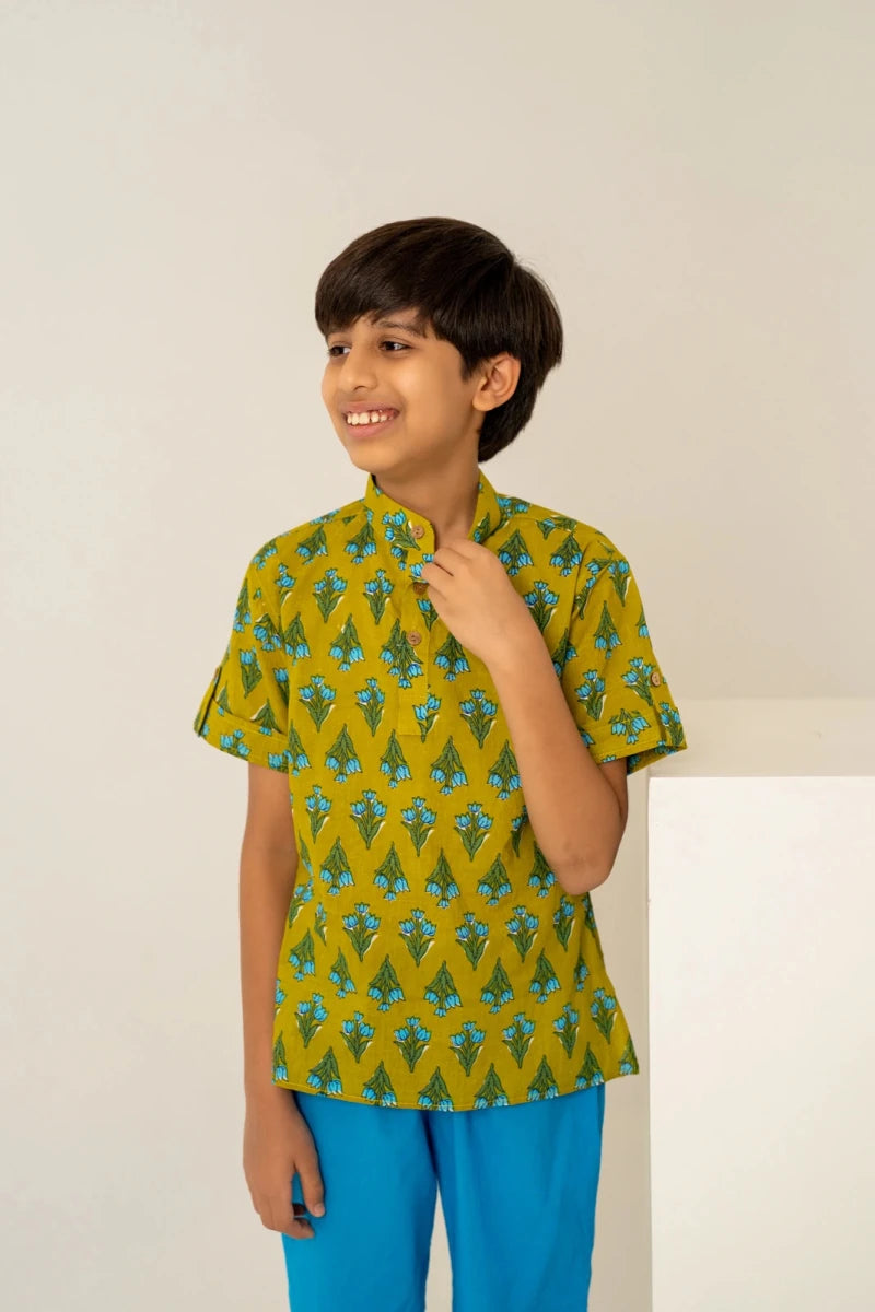 KHILKARI THE JOLLY JUNGLE HAND BLOCK COTTON SHIRT SET - Pomcha Jaipur