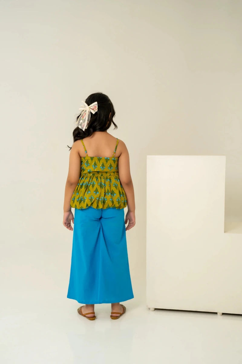 KHILKARI THE PEPPY PEPLUM COTTON HAND BLOCK CO-ORD SET - Pomcha Jaipur