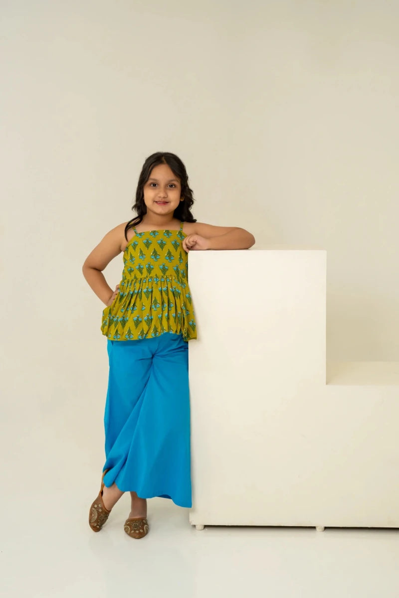 KHILKARI THE PEPPY PEPLUM COTTON HAND BLOCK CO-ORD SET - Pomcha Jaipur
