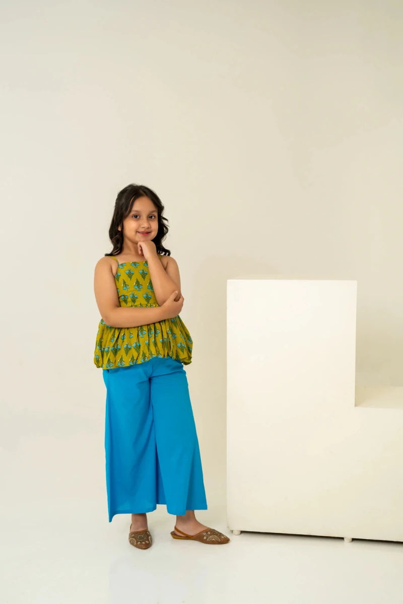 KHILKARI THE PEPPY PEPLUM COTTON HAND BLOCK CO-ORD SET - Pomcha Jaipur