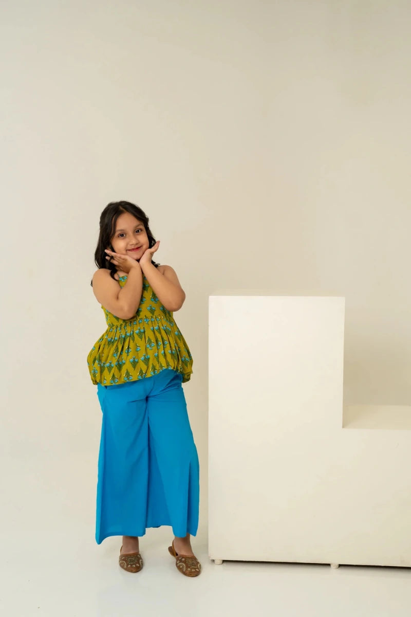 KHILKARI THE PEPPY PEPLUM COTTON HAND BLOCK CO-ORD SET - Pomcha Jaipur