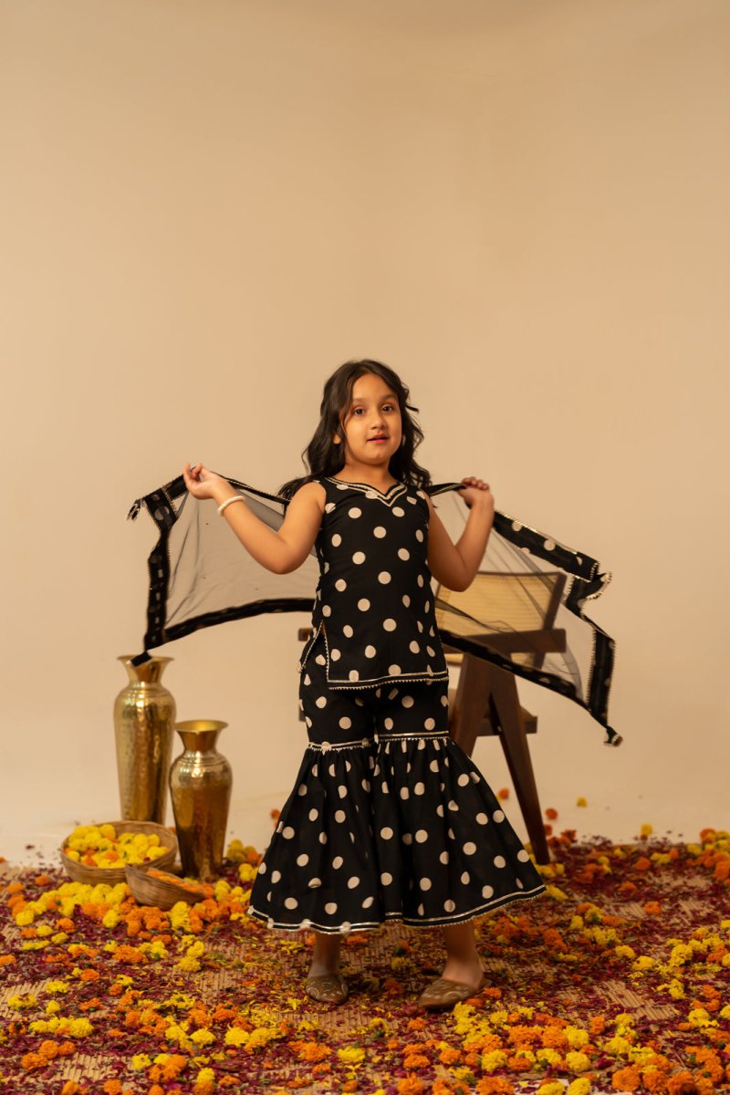 KHILKARI THE POLKA POP COTTON SHARARA SET - Pomcha Jaipur