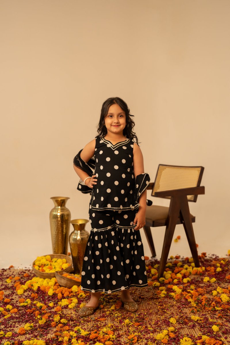 KHILKARI THE POLKA POP COTTON SHARARA SET - Pomcha Jaipur