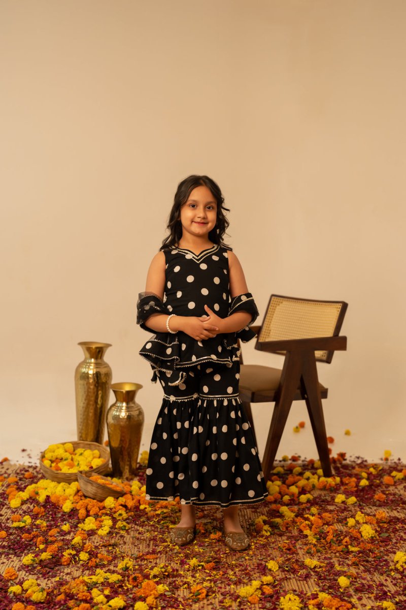 KHILKARI THE POLKA POP COTTON SHARARA SET - Pomcha Jaipur