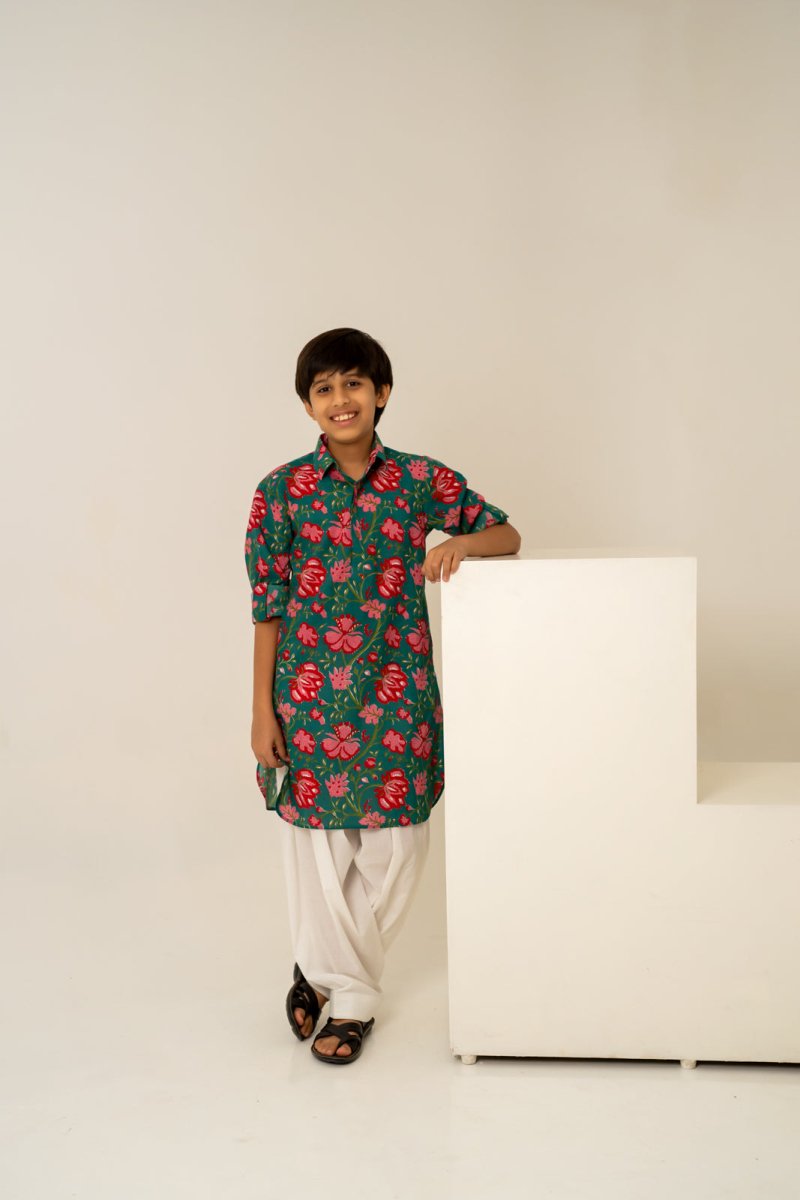 KHILKARI THE POP FLORAL COTTON KURTA SET - Pomcha Jaipur