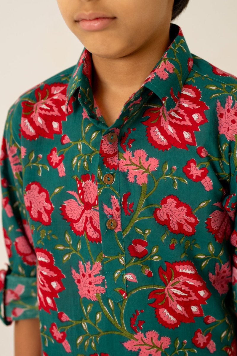 KHILKARI THE POP FLORAL COTTON KURTA SET - Pomcha Jaipur