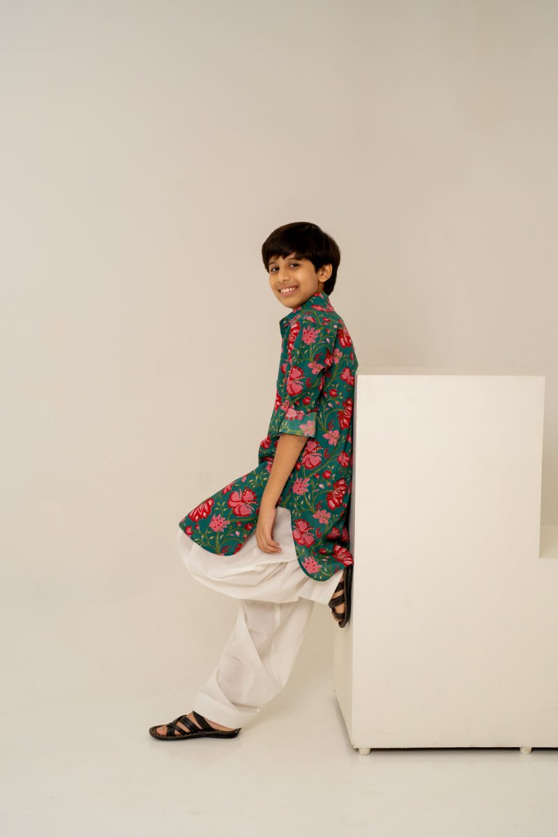KHILKARI THE POP FLORAL COTTON KURTA SET - Pomcha Jaipur