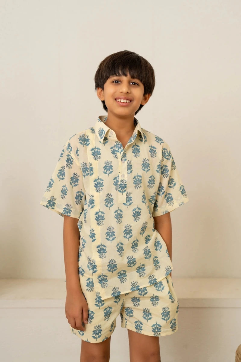 KHLKARI TINY MOTIF HAND BLOCK PRINT COTTON CO-ORD SET - Pomcha Jaipur