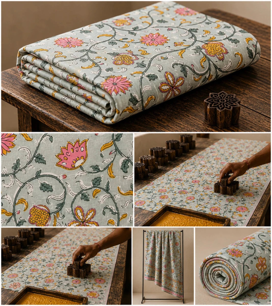 MEADOW BLOOM FLORAL COTTON FABRIC - Pomcha Jaipur