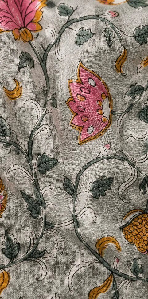 MEADOW BLOOM FLORAL COTTON FABRIC - Pomcha Jaipur