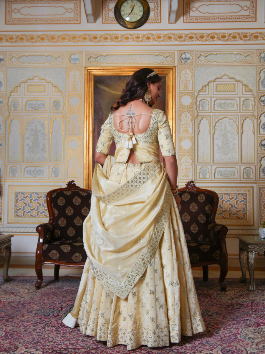 MEHFIL SUNEHRI GOLD GOTA PATTI KARIGARI COSMO LEHENGA SET WITH DUPATTA - Pomcha Jaipur