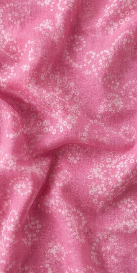 PINK BANDHEJ COTTON FABRIC WITH TRADITIONAL PATTERNS AND SOFT COMFORTABLE - Pomcha Jaipur