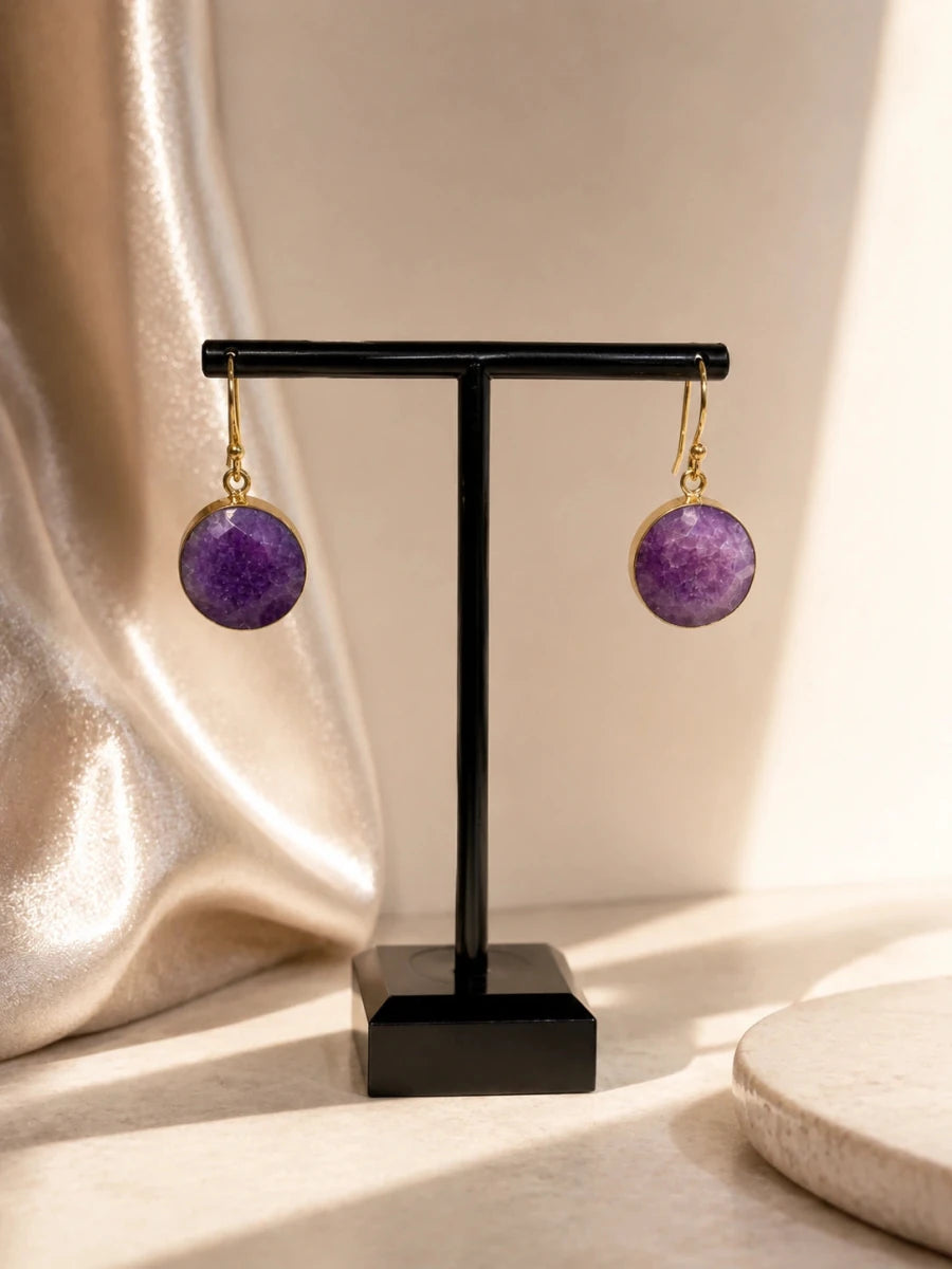 PURPLE GLOW DROP EARRINGS - Pomcha Jaipur
