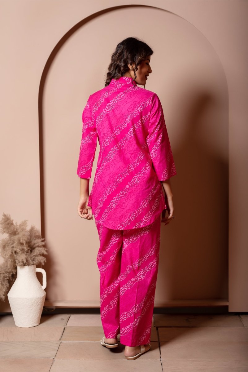 RANG MALHAAR RAANI PINK BANDHEJ COTTON CO - ORD SET - Pomcha Jaipur