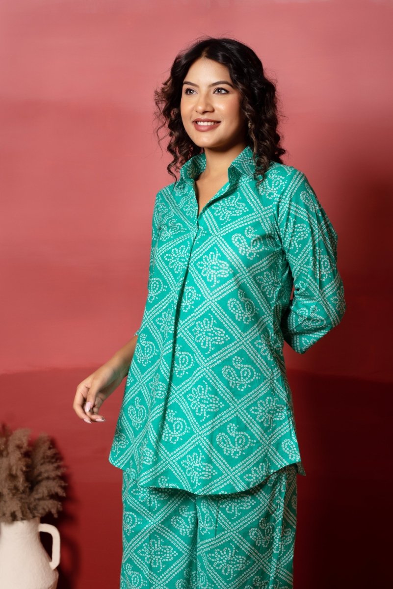 RANG MALHAAR TIFFNY BLUE BANDHEJ COTTON C0 - ORD SET - Pomcha Jaipur