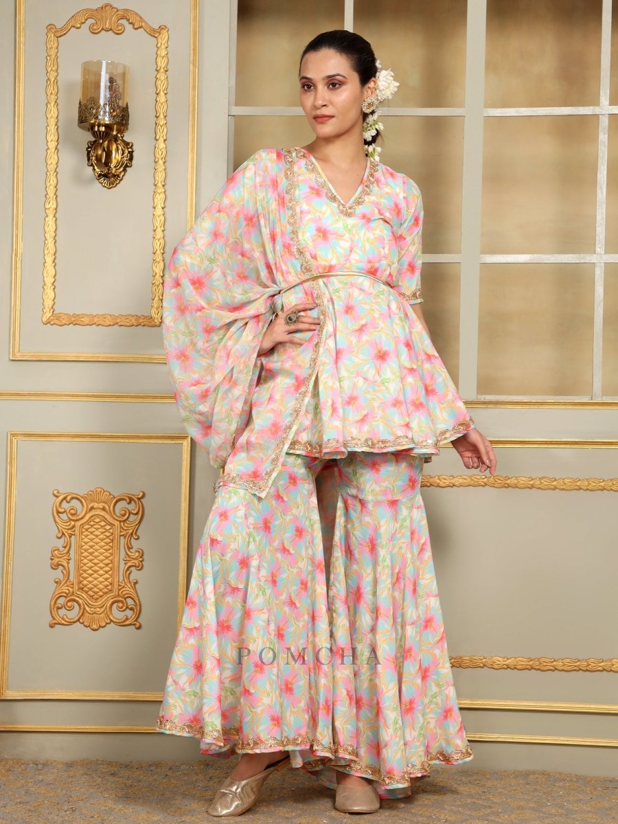SAADGI GULISTAN SHARARA SET - Pomcha Jaipur