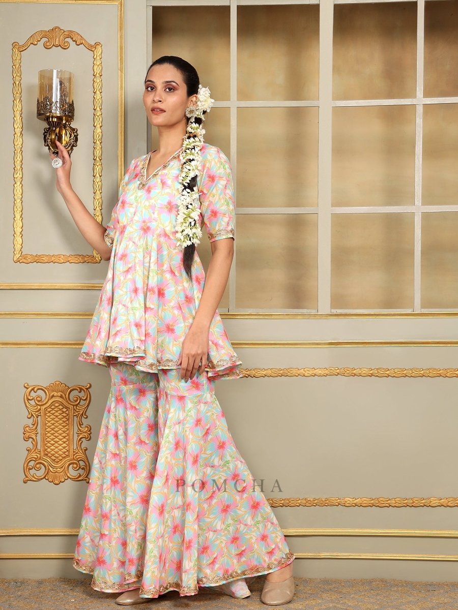 SAADGI GULISTAN SHARARA SET - Pomcha Jaipur