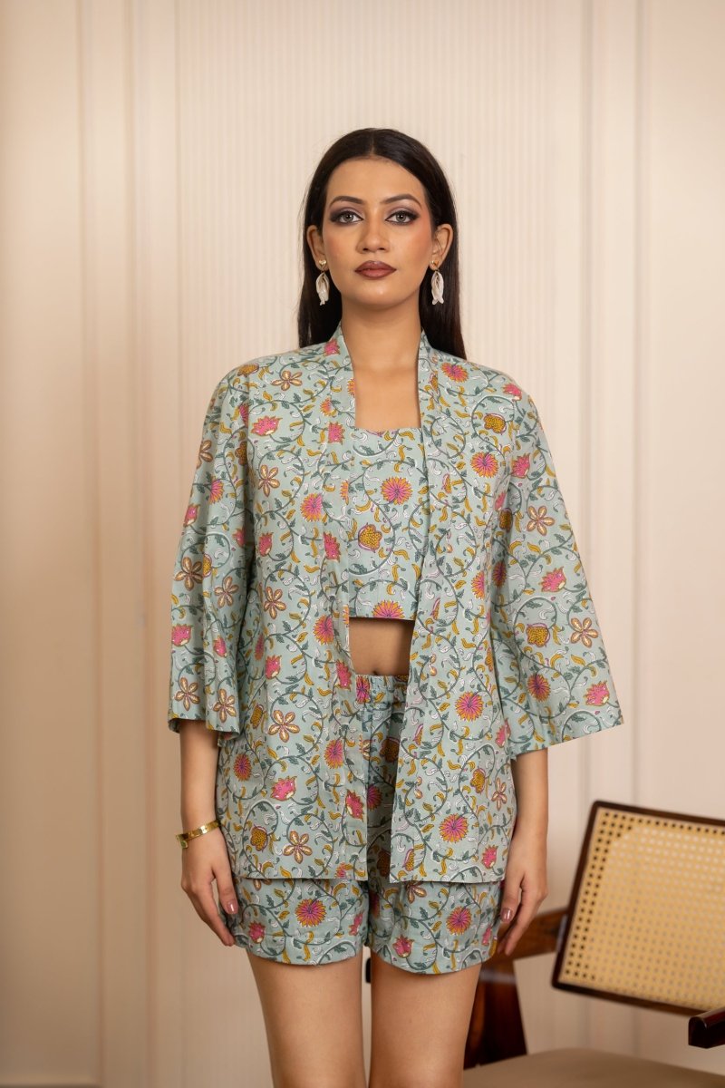 SUKOON FLORAL MIST COTTON CO-ORD SETS - Pomcha Jaipur