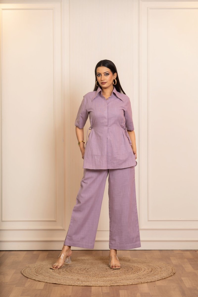 SUKOON LILAC COTTON SLUB CO_ORD SETS - Pomcha Jaipur
