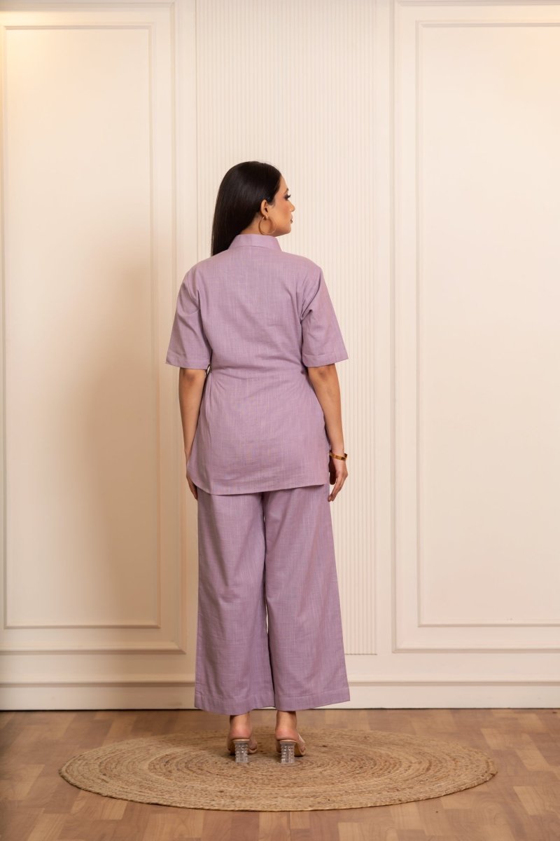 SUKOON LILAC COTTON SLUB CO_ORD SETS - Pomcha Jaipur