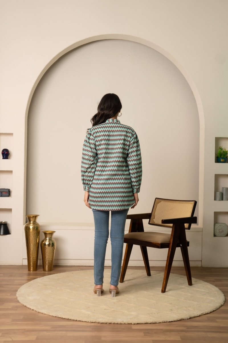SUKOON RETRO ZIGZAG COTTON TUNIC TOP - Pomcha Jaipur