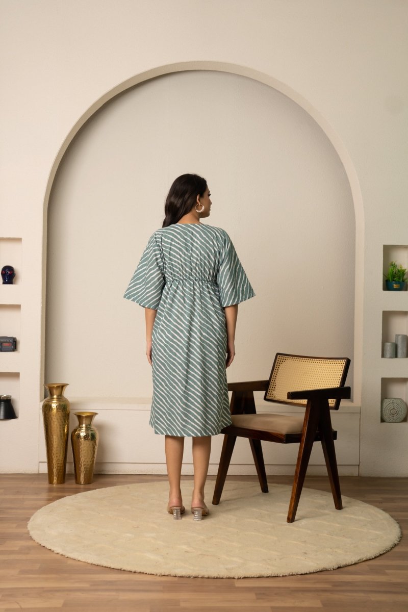 SUKOON SUMMER MARINA COTTON STRIPE KAFTAN DRESS - Pomcha Jaipur