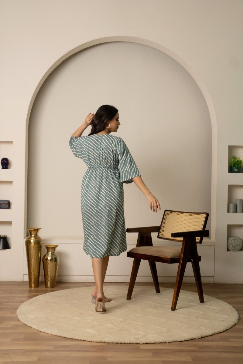 SUKOON SUMMER MARINA COTTON STRIPE KAFTAN DRESS - Pomcha Jaipur
