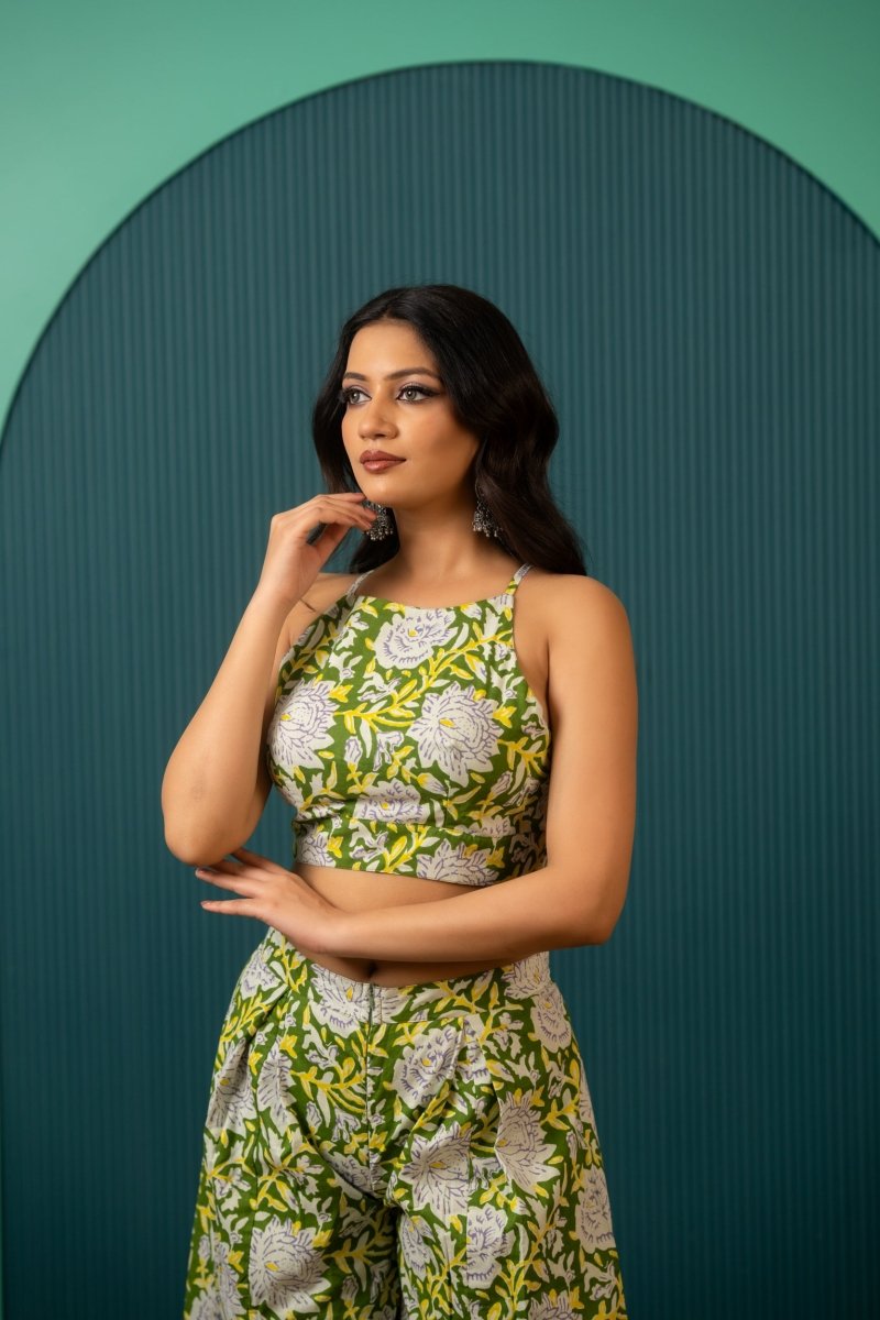 SUKOON TROPICAL GREEN COTTON CO-ORD SETS - Pomcha Jaipur