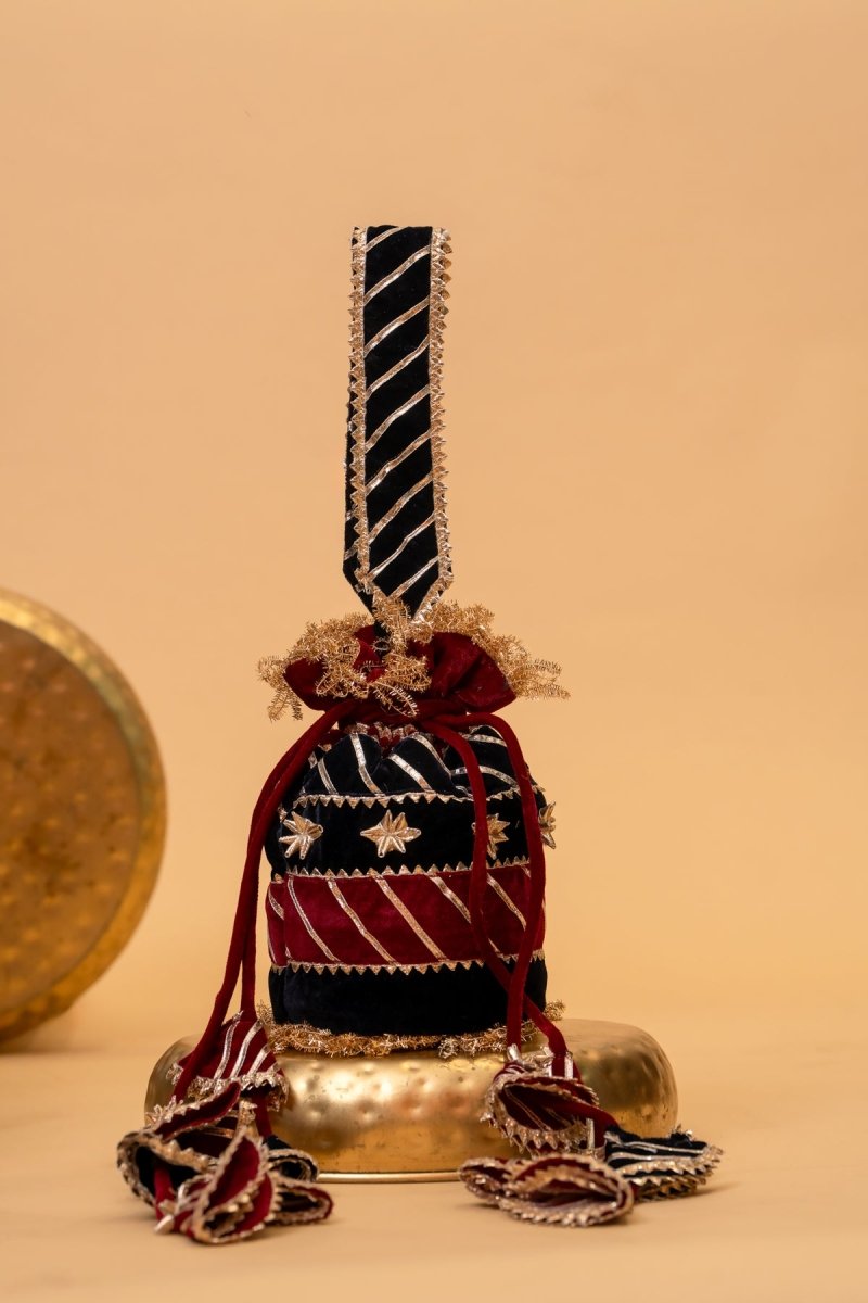 VELVET THE ROYAL GOTA PATTI POTLI BAG - Pomcha Jaipur