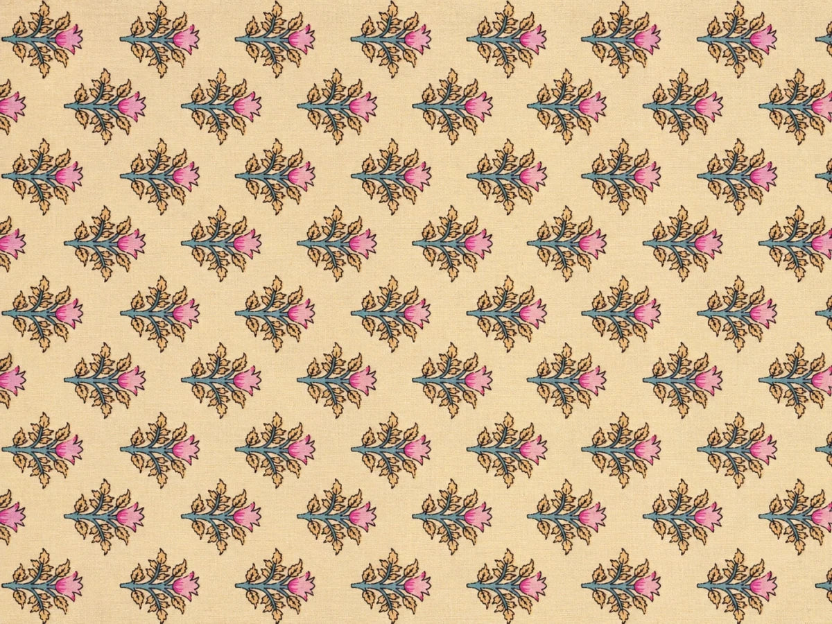 YELLOW COTTON HAND BLOCK FABRIC - Pomcha Jaipur