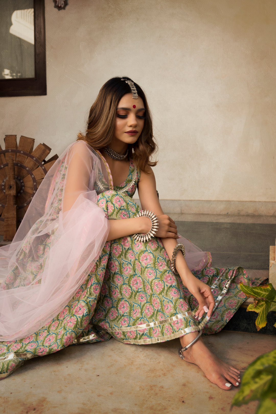 Hand Block Print Cotton Kurta Skirt Set - Pomcha Jaipur