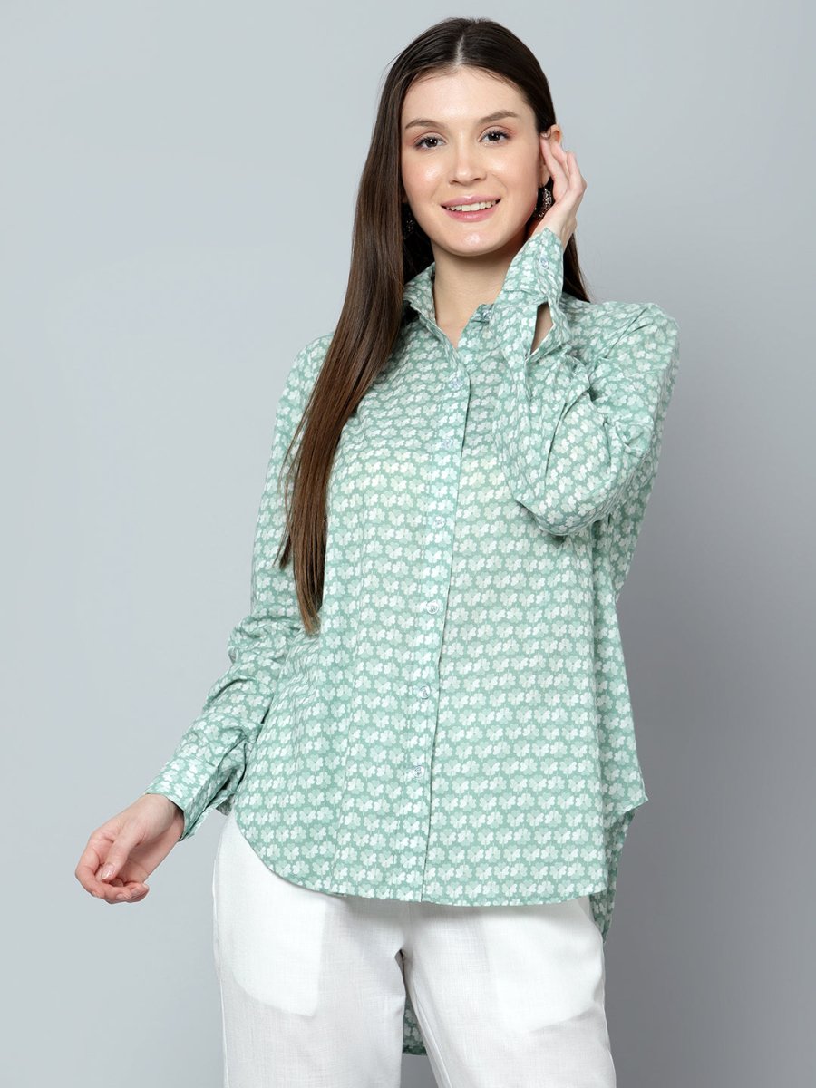 DHRITI COTTON HAND BLOCK WOMEN SHIRT - Pomcha Jaipur