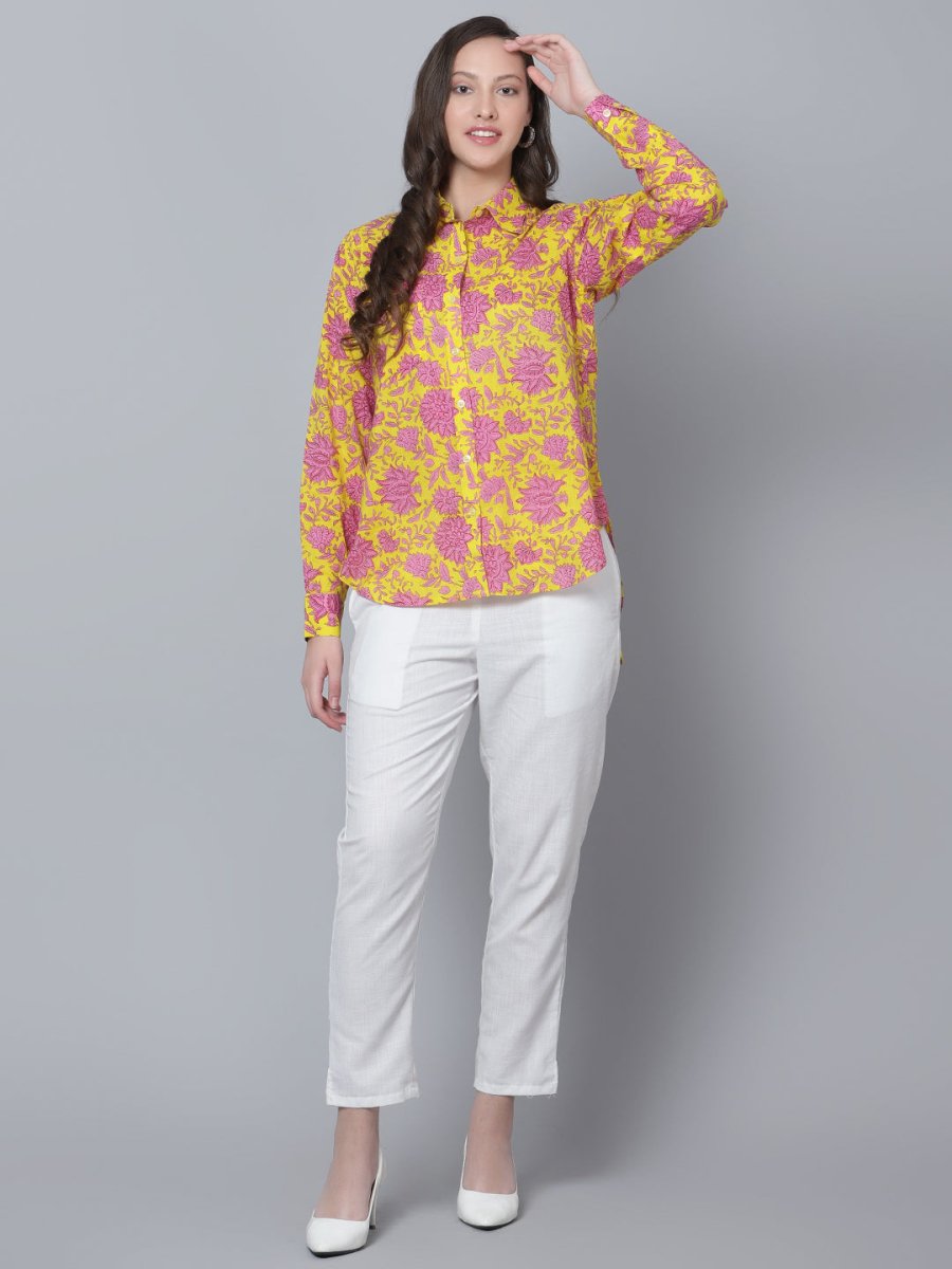 EKANI COTTON HAND BLOCK WOMEN SHIRT - Pomcha Jaipur
