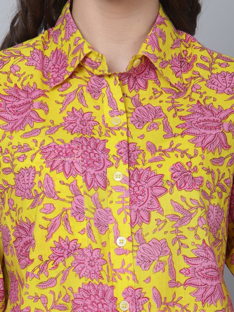 EKANI COTTON HAND BLOCK WOMEN SHIRT - Pomcha Jaipur