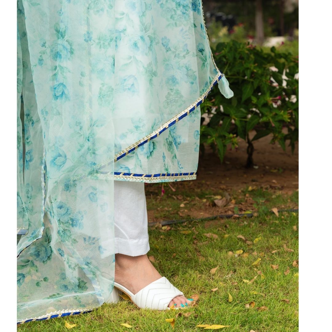 FALAK CHANDERI SUIT SET - Pomcha Jaipur