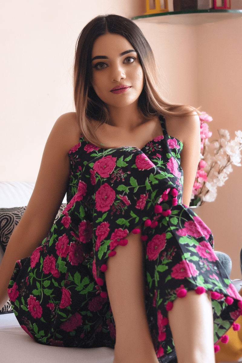 jaipur cotton night dress Generic Women's Jaipuri Printed 100% Soft Cotton Indian full length  Nightgowns/Nighty/Sleepwears Free Size Night Dress(Maroon) in Saudi Arabia