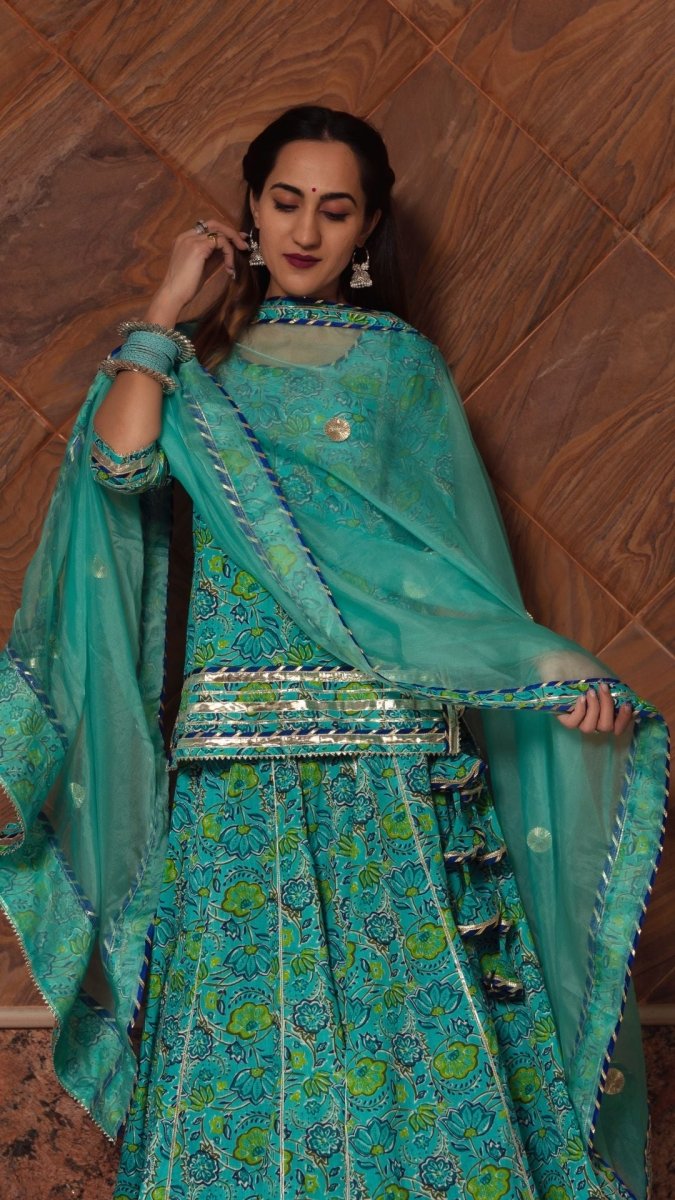 KALAKRITI COTTON HAND BLOCK SKIRT SET - Pomcha Jaipur