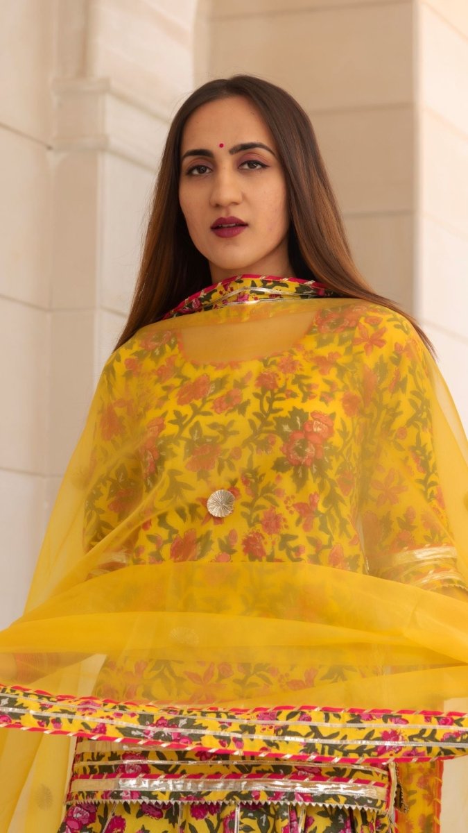 NITARA COTTON HAND BLOCK SKIRT SET - Pomcha Jaipur