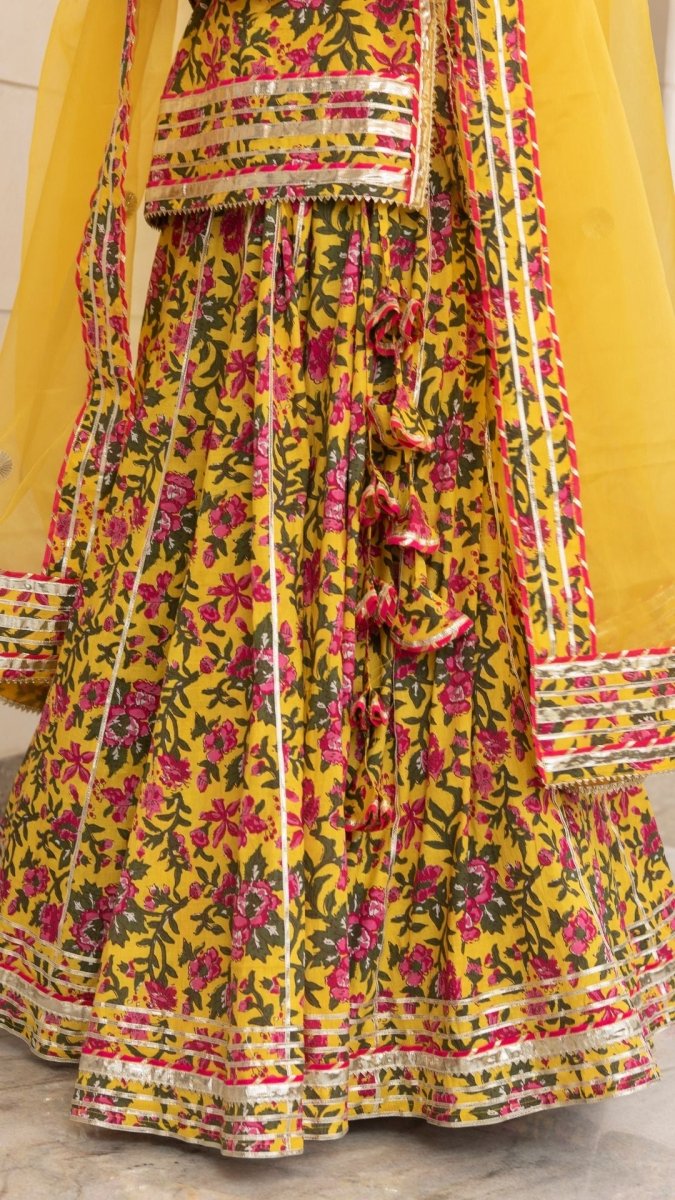 NITARA COTTON HAND BLOCK SKIRT SET - Pomcha Jaipur