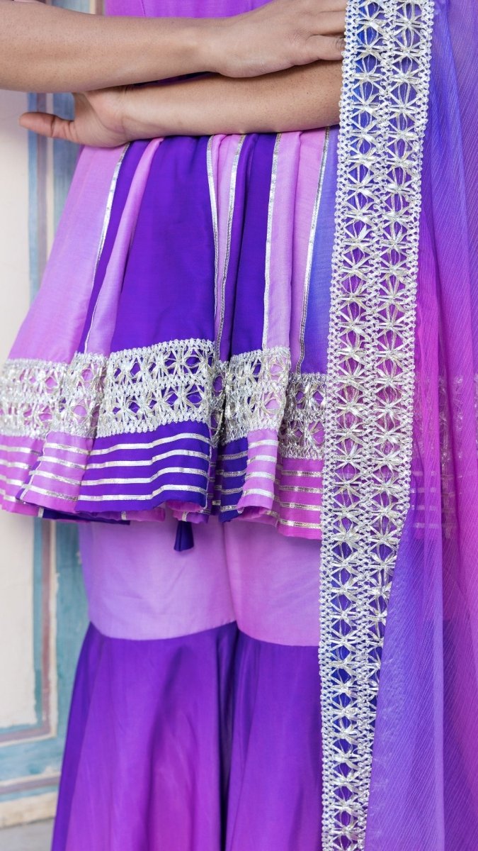 PURPLE OMBRE MUSLIN SHARARA SET - Pomcha Jaipur