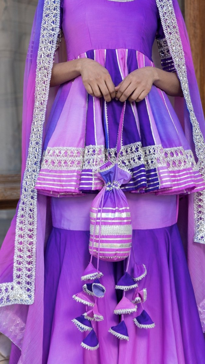 PURPLE OMBRE MUSLIN SHARARA SET - Pomcha Jaipur