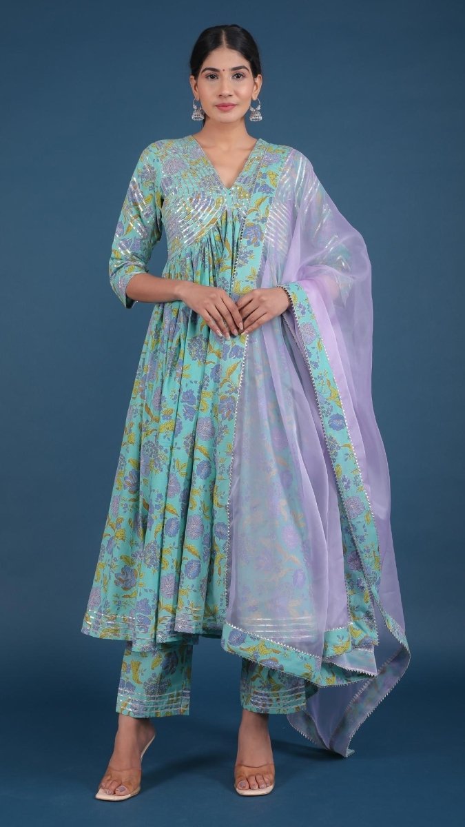 ROHINI COTTON ANARKALI SET - Pomcha Jaipur
