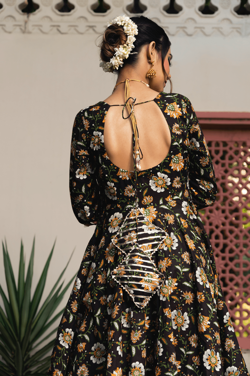 ROOP RANG HAND BLOCK ANARKALI SET - Pomcha Jaipur
