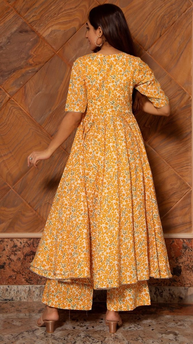 SURAIYA LEAF COTTON ANGRAKHA SET - Pomcha Jaipur
