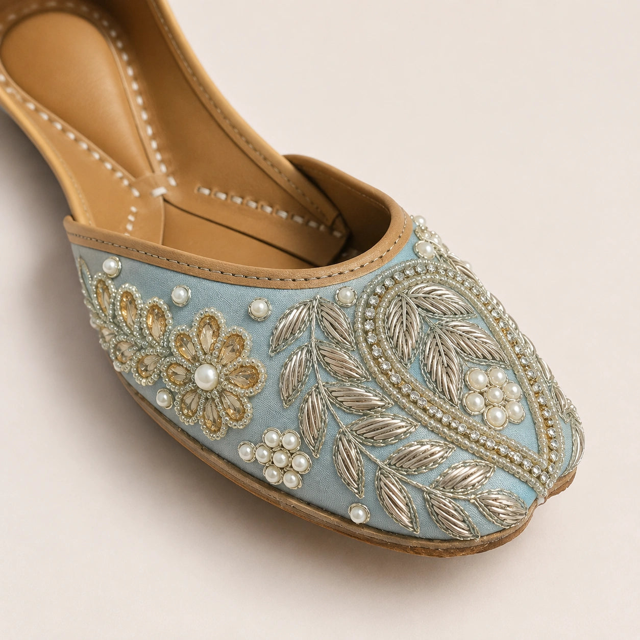 POWDER BLUE BEADED & SEQUIN JUTTI FOR WOMEN