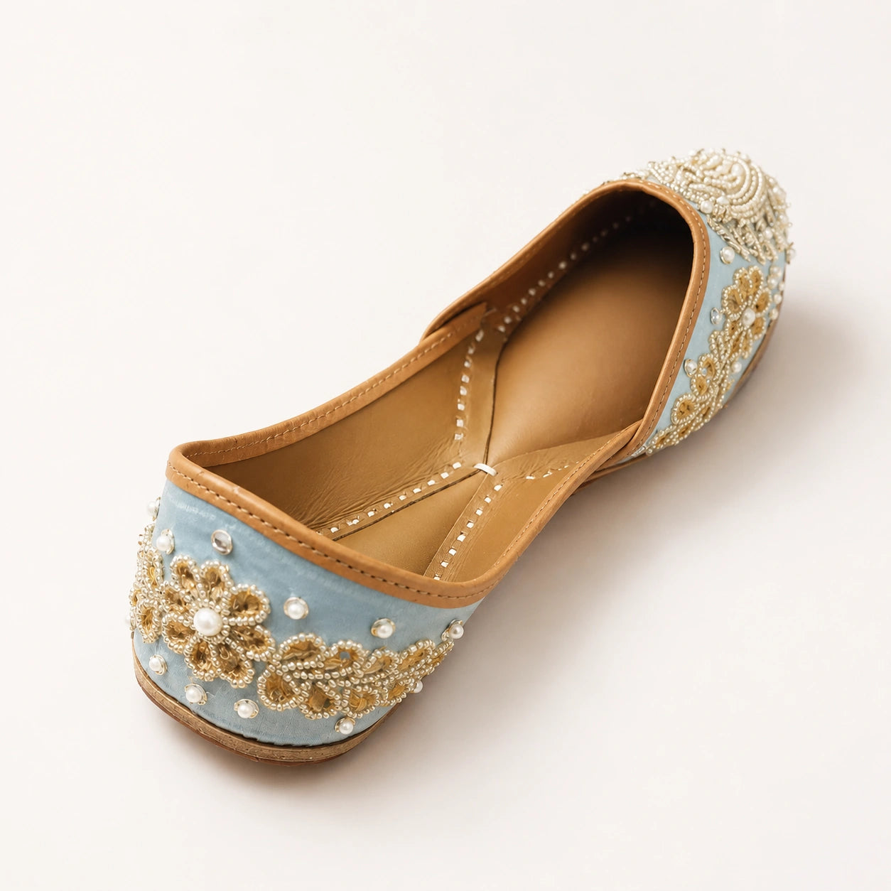 POWDER BLUE BEADED & SEQUIN JUTTI FOR WOMEN